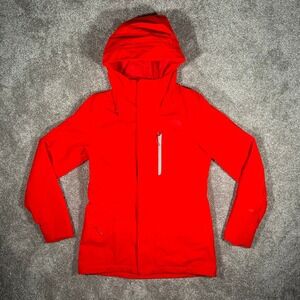 The North Face Womens Red Hooded Ski Jacket Shell Full Zip Small Powder Skirt
